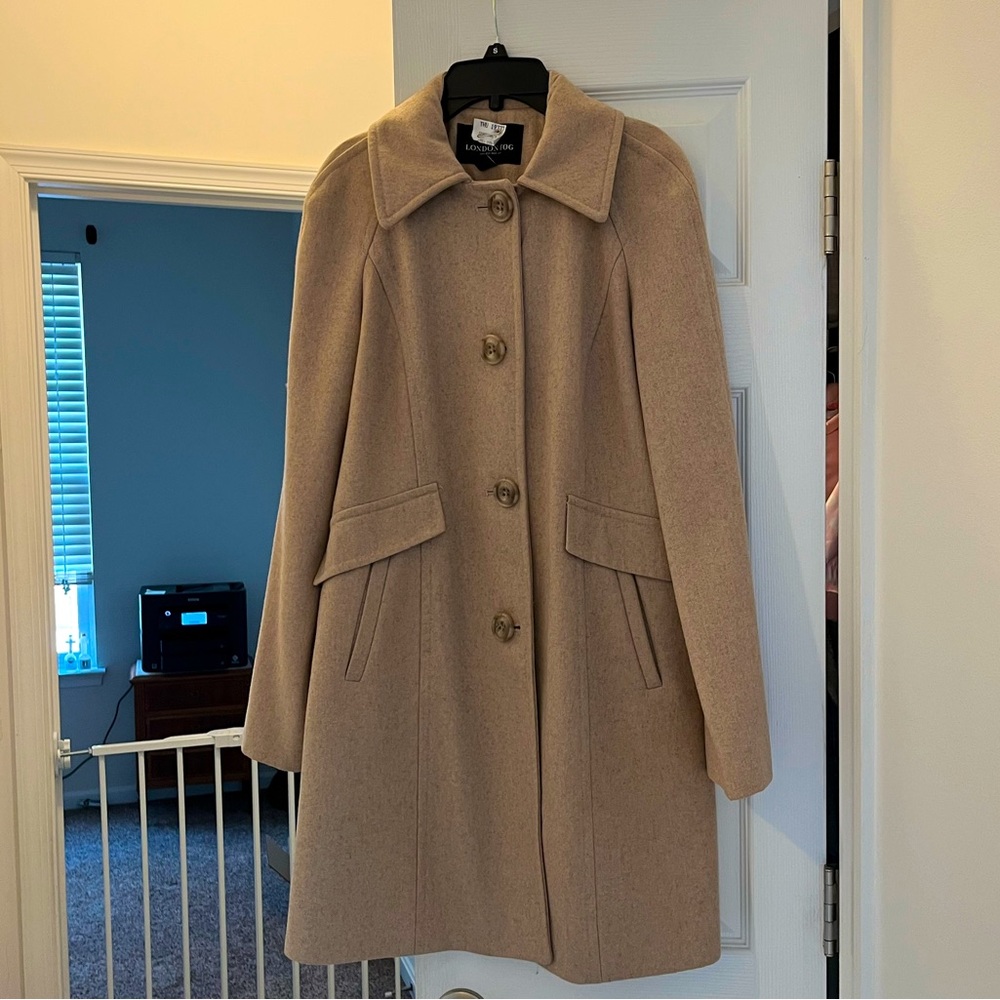 London Fog Button Down Wool Blend Coat